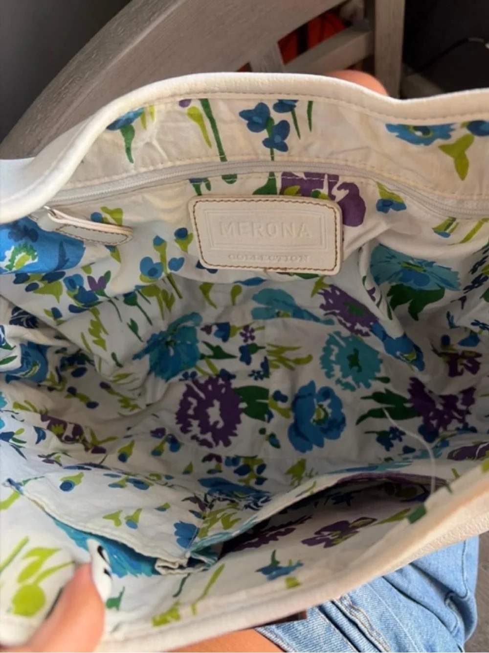 Merona Cream Leather Hobo Shoulder Bag